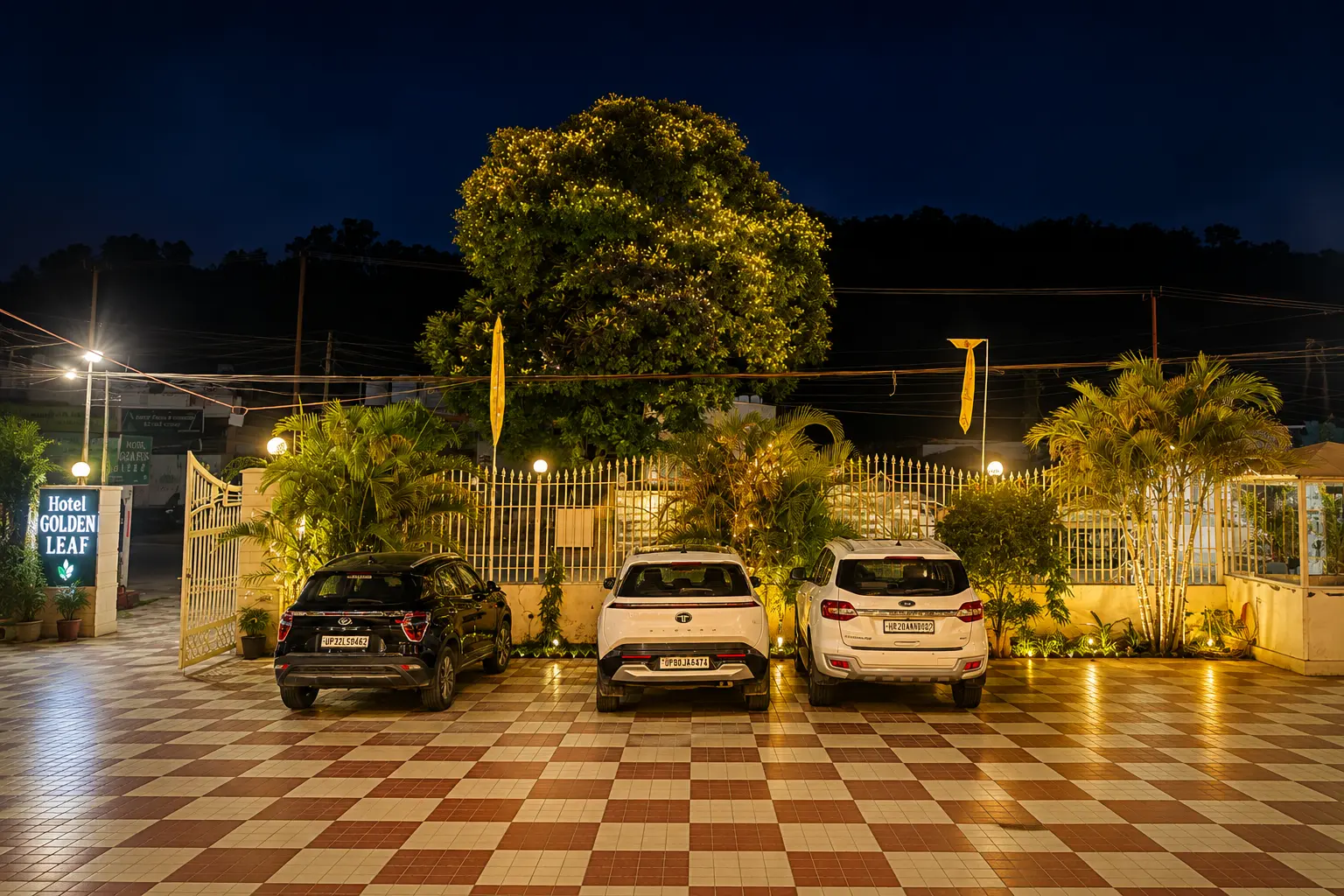 Guest parking area at Hotel Golden Leaf