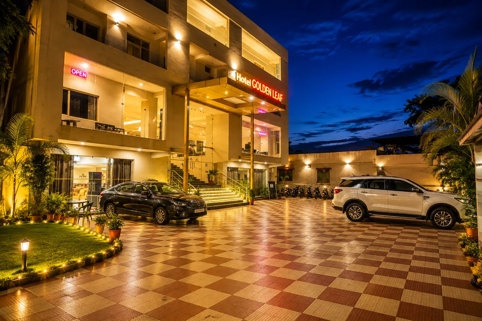 Secure on-site parking at Hotel Golden Leaf