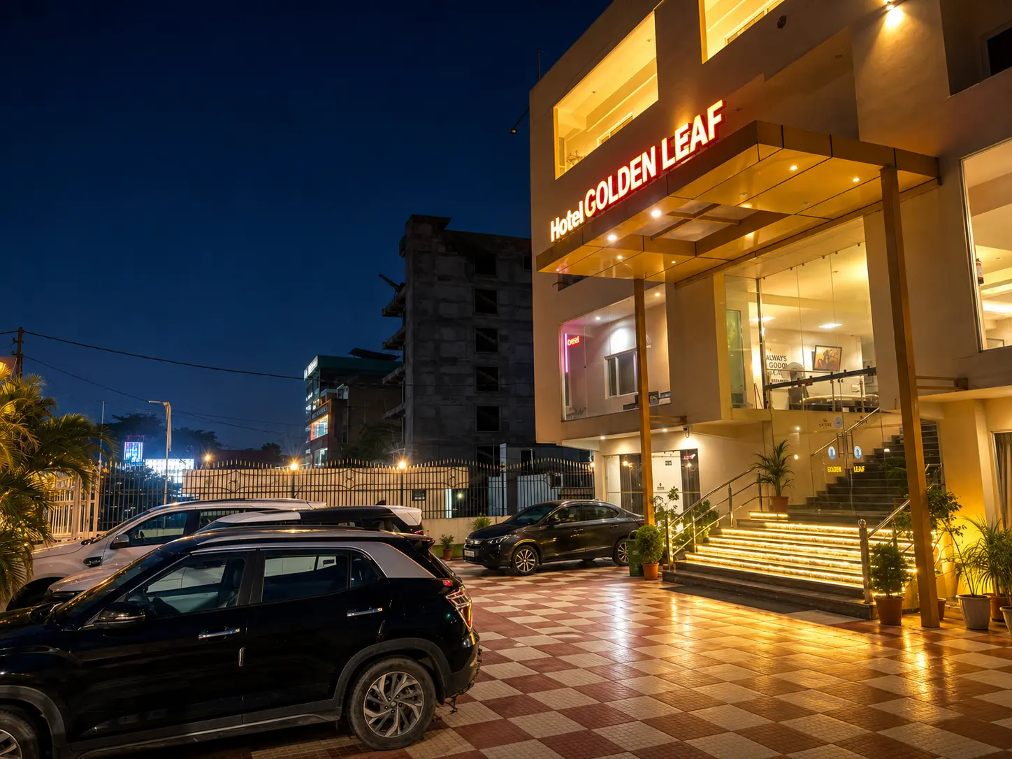 On-site parking at Hotel Golden Leaf